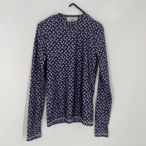 Coperni Geometric Printed Long Sleeve Logo Plaque Top In Blue & Purple